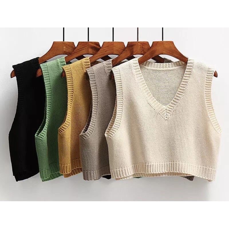 VEST KNIT/ROMPI RAJUT CROP KERAH V