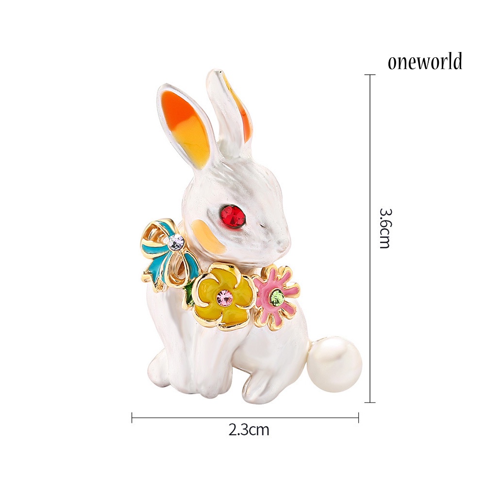 OW@ Women Rabbit Rhinestone Enamel Brooch Pin Badge Banquet Party Suit Lapel Decor