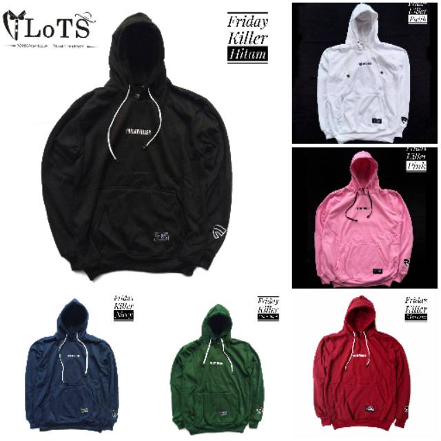 Jaket Friday Killer sweater Hoodie fleece full Bordir Zipper Unisek L XL Jaket Jumbo jamper