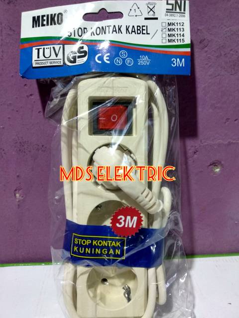 Stop kontak kuningan 3lubang + 1,5meter, 3lubang + 3meter, 3lubang + 5meter  / SUNSAFE