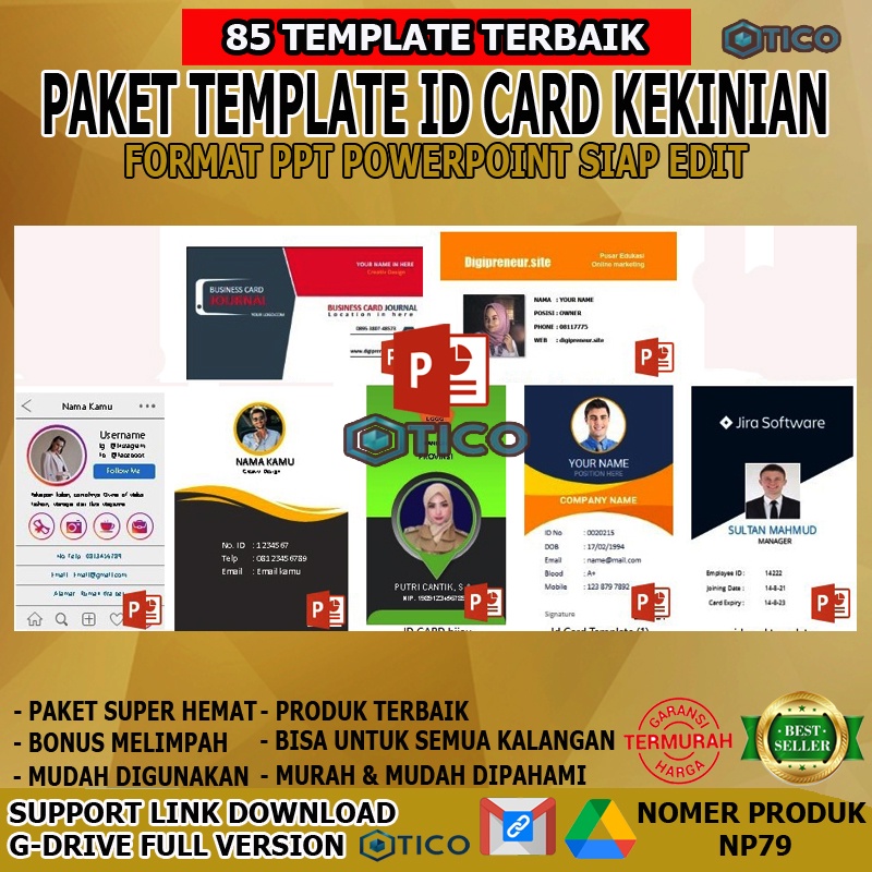 Paket Template ID CARD Kartu Nama Terkini PPT Siap Edit Usaha Percetakan Termurah Terlaris