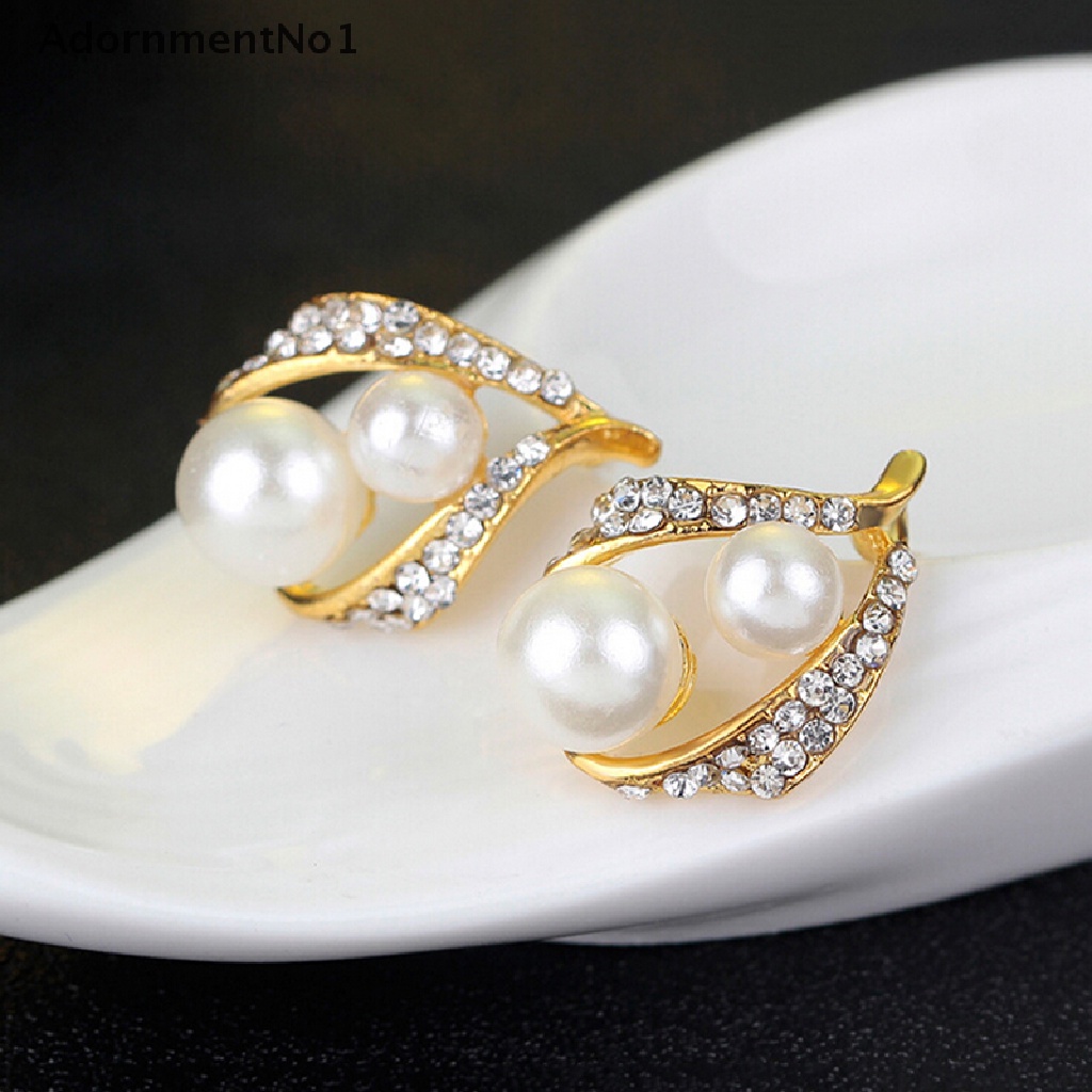 (AdornmentNo1) Set Kalung + Anting + Cincin Kristal + Mutiara Imitasi Untuk Pengantin Wanita