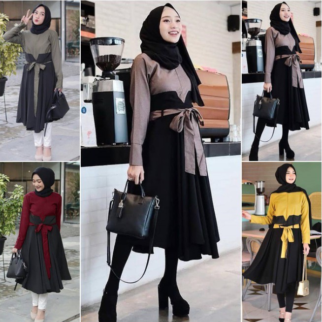 Baju Tunik Wanita Terbaru 2020/ By Agniya / Tunik Putih Hitam Bata Lilac Mustard Ld 110 120 130