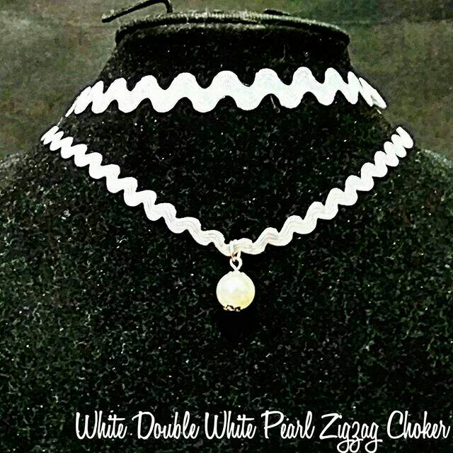 White Double White Pearl  Zigzag Choker Necklace | Kalung Handmade Premium Collection