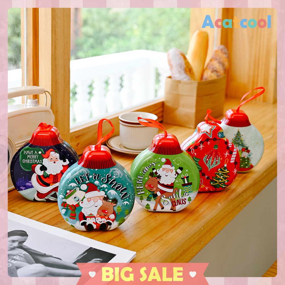 Christmas Candy Tin Box Tinplate Can Hanging Children Gift Packing Case