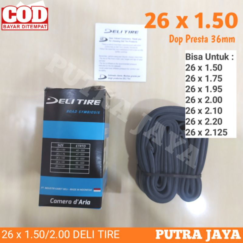 Ban Dalam 26 x 1 50 / 2 00 Sepeda MTB Gunung Deli tire Ukuran 26 x 1.50 / 2.00 Murah High Quality