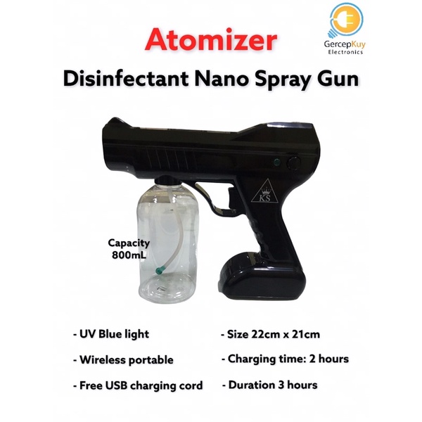 Disinfectant Nano Spray Gun Portable Wireless UV Blue Light Atomizer