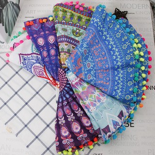 Sarung Bantal Sofa Desain Bohemian Bulat Mandala India