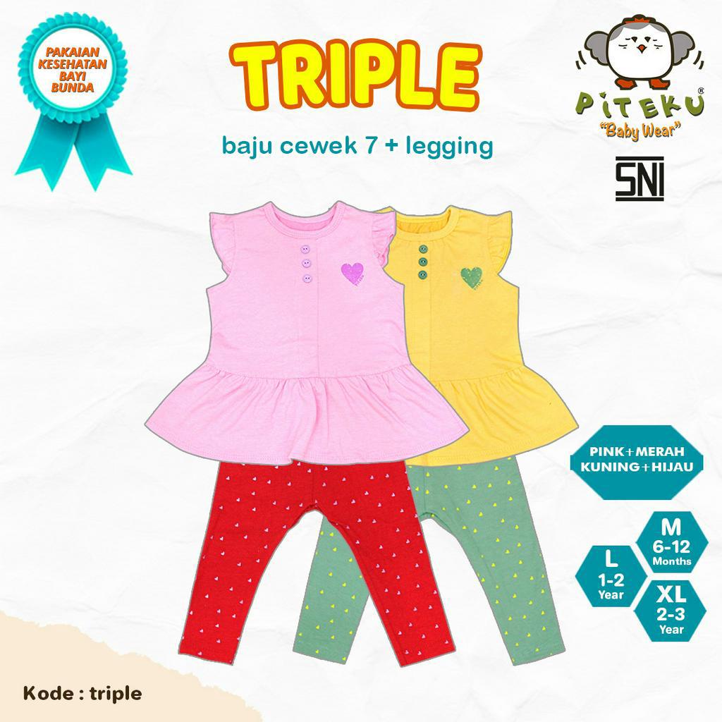 PITEKU TRIPLE BAJU CEWEK + LEGGING 6-12M 01877572