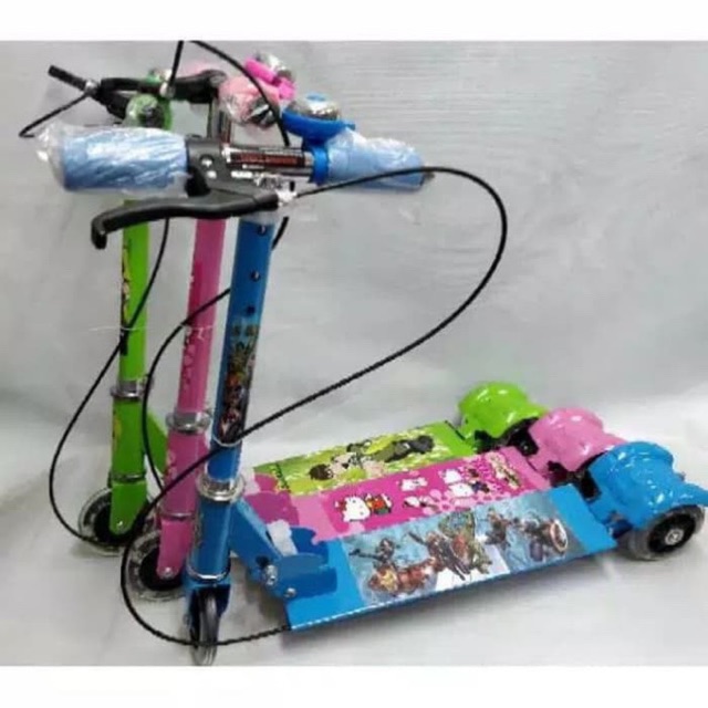 Skuter Anak Roda 3/ Otopet /scooter 3 roda Besi Karakter +Rem tangan Bagus