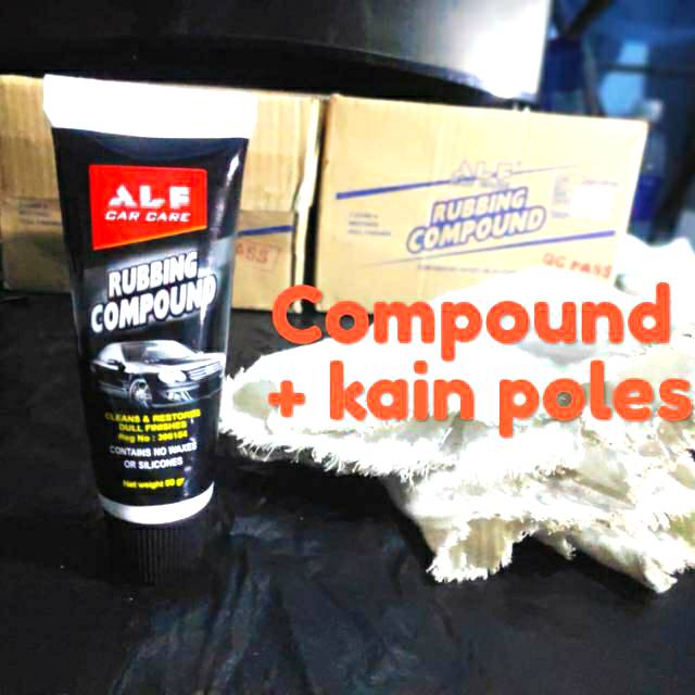 Rubbing Compound ALF 50g - Pengkilap - Penghilang baret lecet body halus mobil motor + KAIN POLES