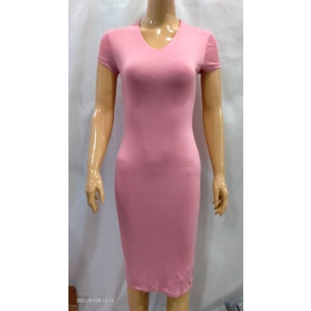 MIDI DRESS  BODYCON  TERMURAH V NECK