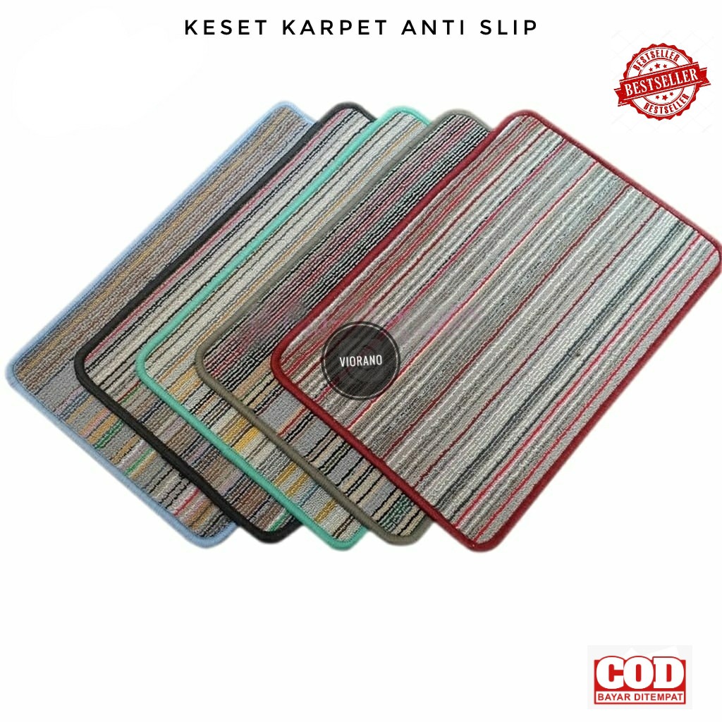 Keset Kaki Karpet Tebal Anti Licin / Keset Kaki Kamar Mandi Garis Salur Anti Slip Lembut Keset Rumah