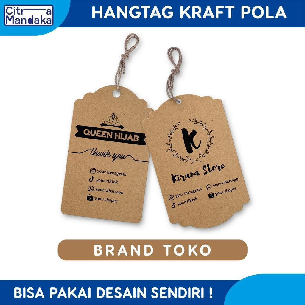 

Tag Label Baju Pola Custom Kraft Paper 1 Sisi | Hang Tag Free Design | Hang Tag Baju | Tag Label Hampers