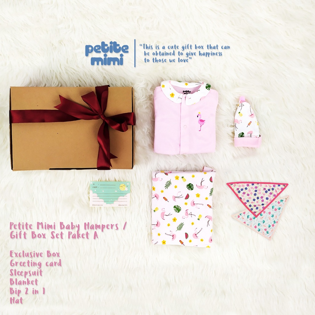 Petite Mimi Baby Hampers - Gift Box kado Parcel Bayi  - Jumper Baju Selimut Topi -SNI-Gift Blanket - Girl