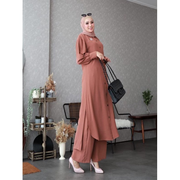 Jannah set Tunik ORI GLZ REALPICT/Stelan Tunik celana kulot terbaru kekinian murah