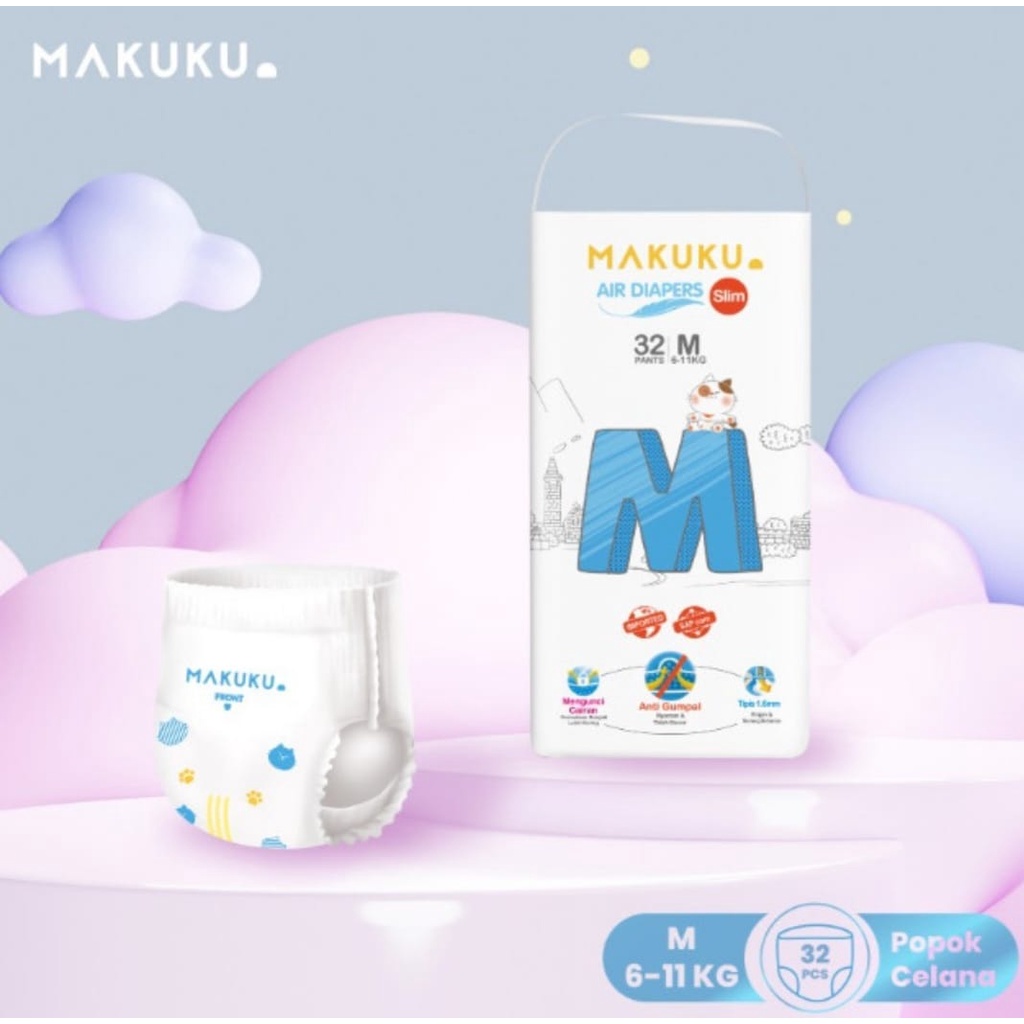 Makuku Air Diapers Pants Slim M32/L34/Xl32/Xxl28/ Toko Makmur Online