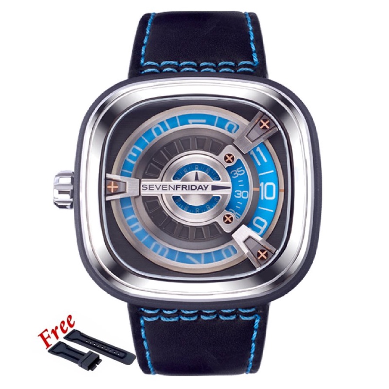 Jam Tangan Pria SEVENFRIDAY M1-05 Automatic Black Leather Strap