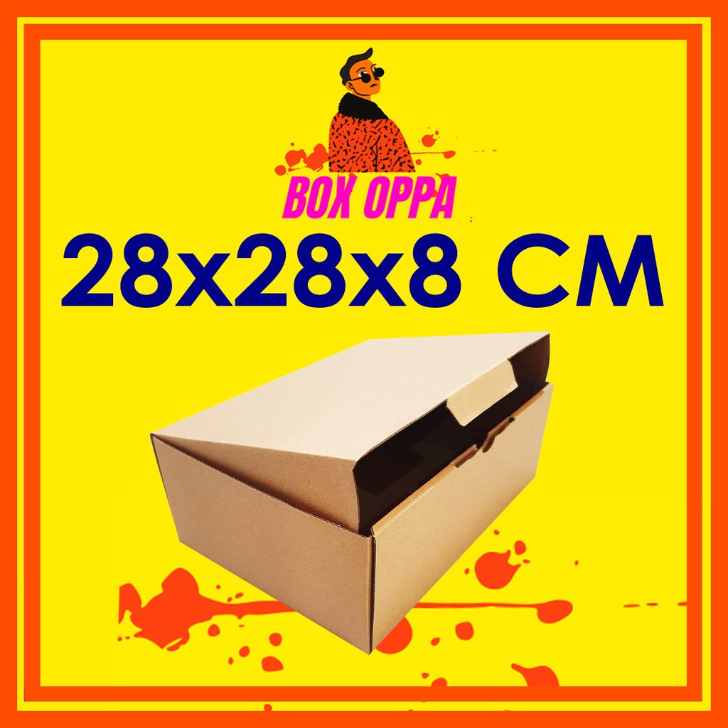 

Kardus Dus uk 28x28x8 cm (ECER) Die Cut Box Kotak Packing Aksesoris Baju Makanan Pizza Hijab Kue