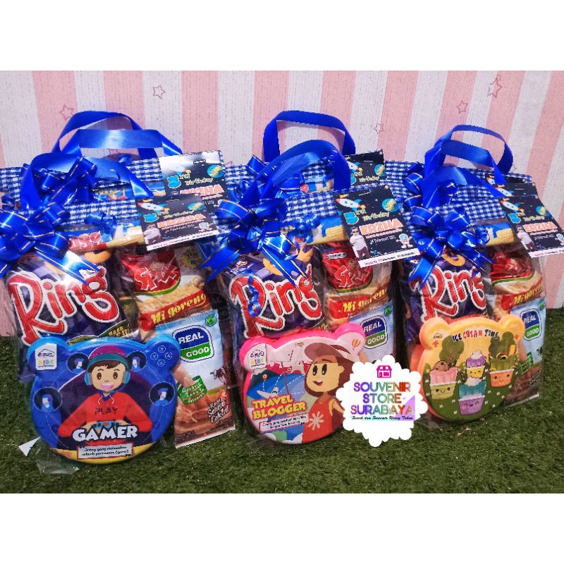 Souvenir snack ulang tahun / souvenir tempat makan + snack souvenir murah / hampers murah