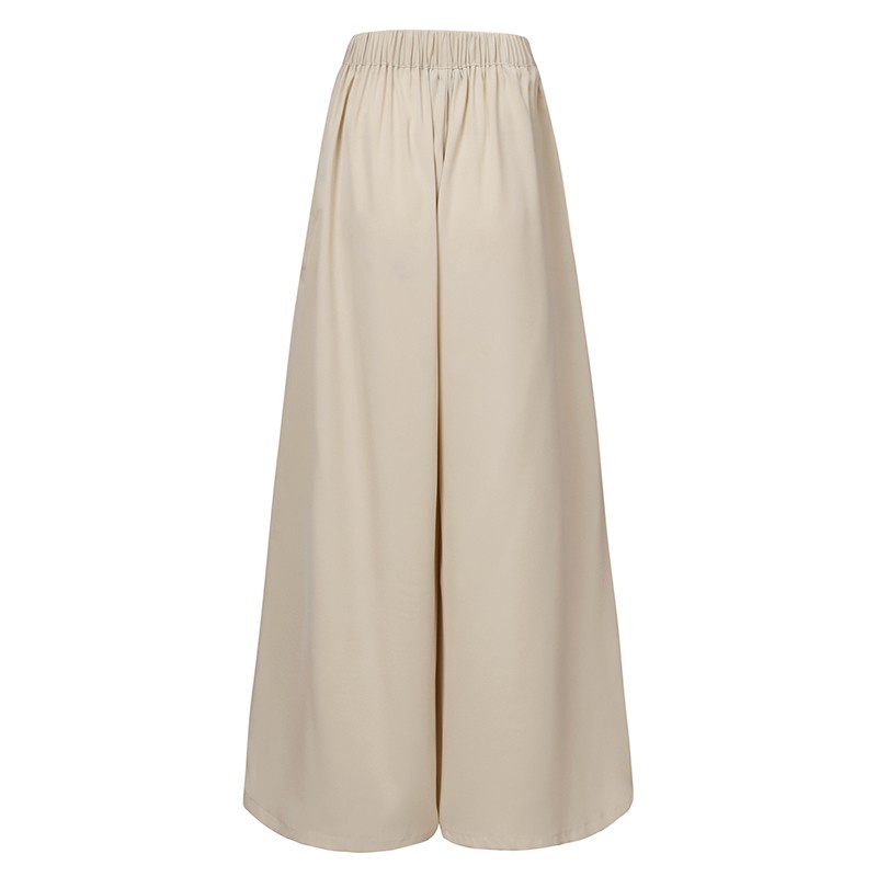 ZANZEA Women Elastic Waist Wide Leg Loose Casual Long Pants