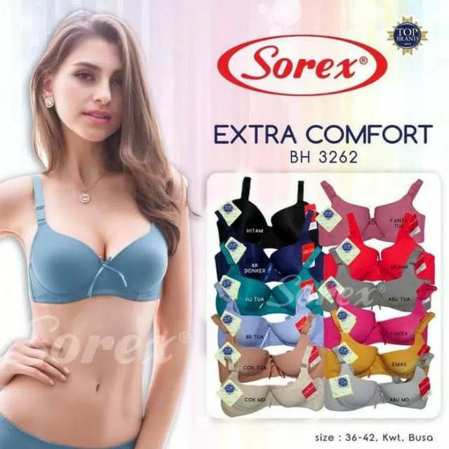 Bra sorex extra comfort kawat busa tipis cup full kode 3262