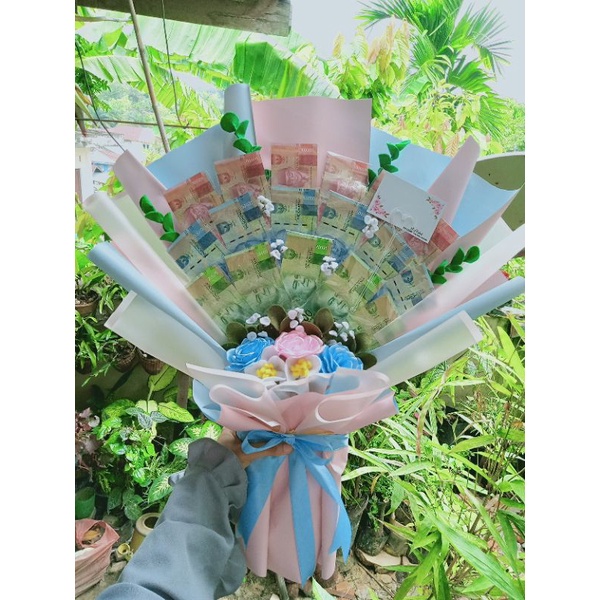 Buket Uang Asli/Buket bunga/buket wisuda/buket besar/buket large/buket flanel