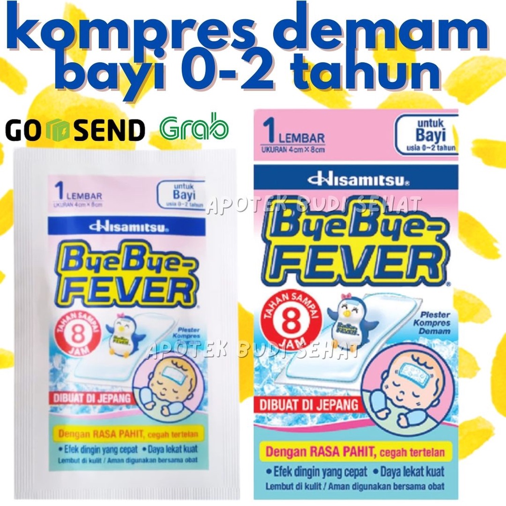 Bye Bye Fever Bayi per lembar Plester Kompres Demam Kompres Penurun Panas Kompres Bayi Kompres Anak
