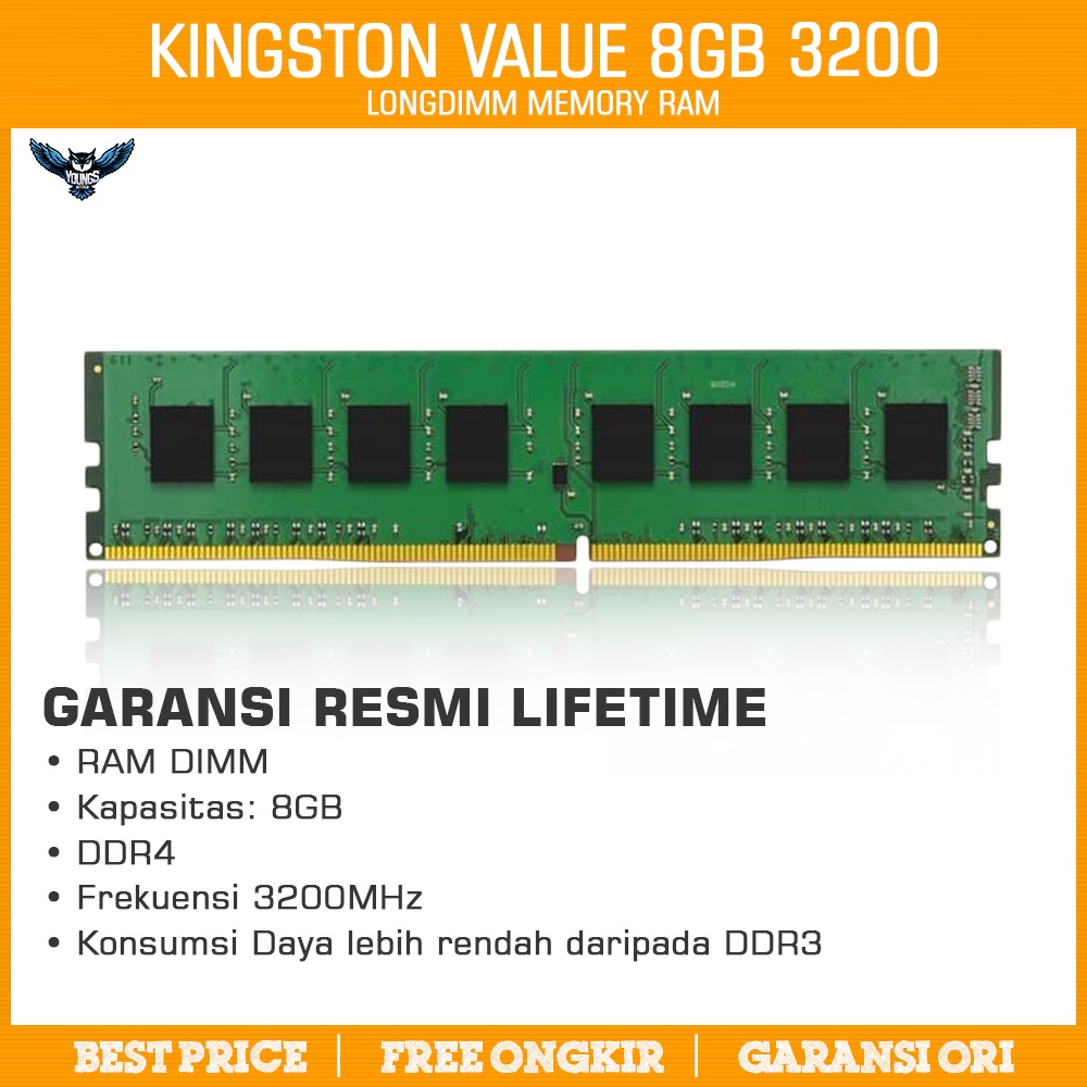 RAM KINGSTON VALUE 8GB 3200 | Resmi Longdimm ddr4 pc 3200mhz