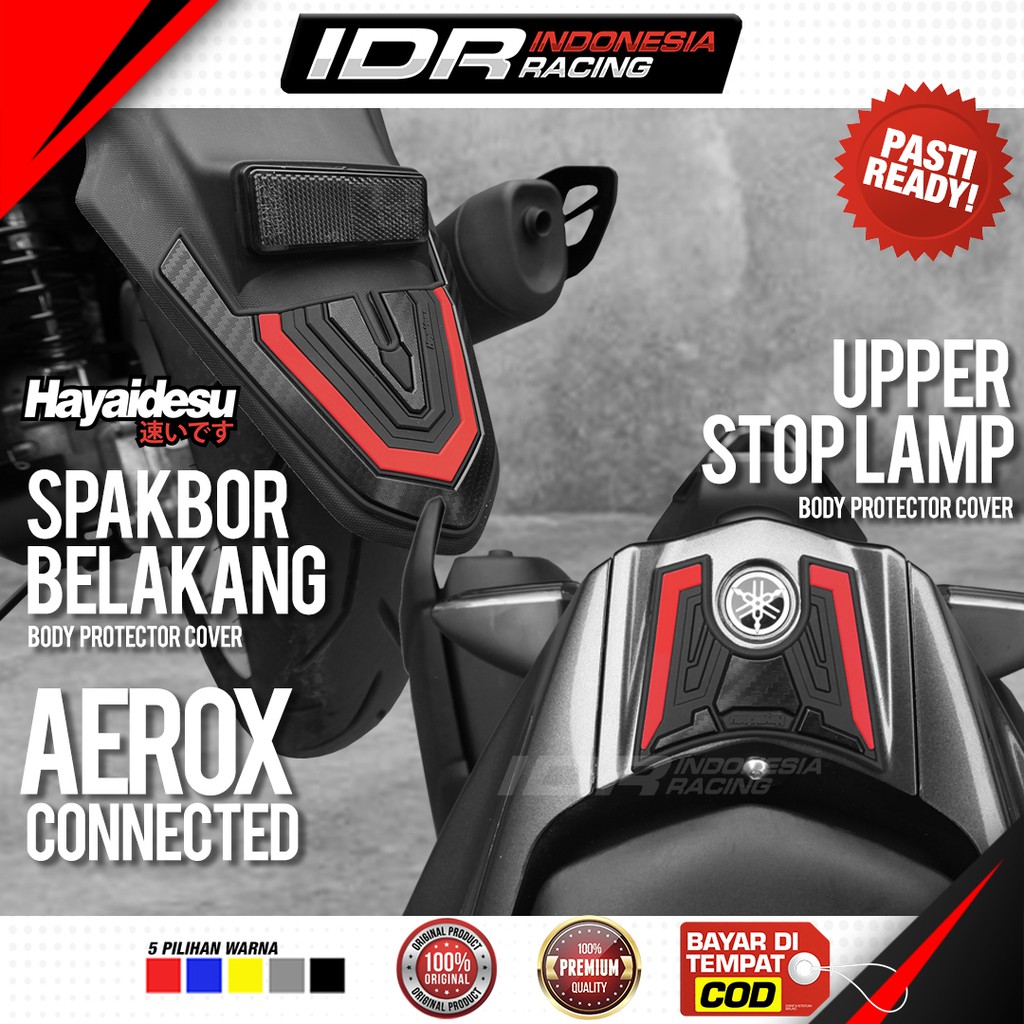 Hayaidesu AEROX Connected Rear Fender &amp; Upper Stop Lamp Cover Body Protector Aksesoris Yamaha