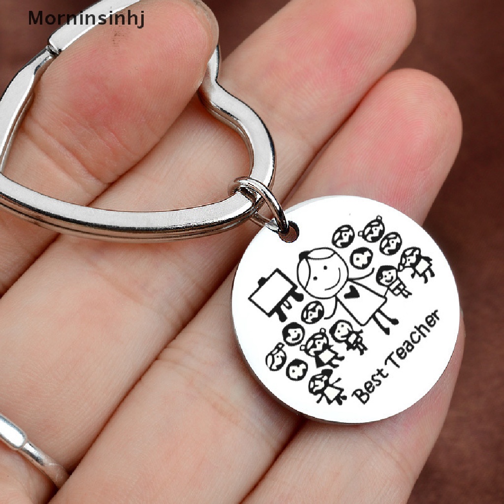 Mornin Stainless Steel Hari Guru Gantungan Kunci Kartun Potret Keyring Perhiasan Hadiah id