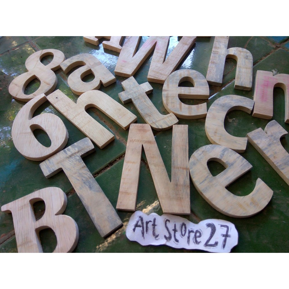 huruf kayu abjad 3D 15 cm wallpaper dinding