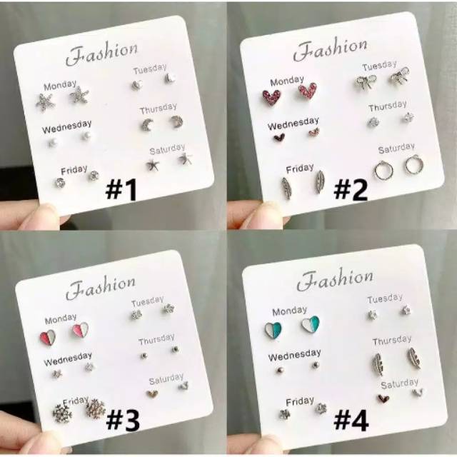 CC (ACC07) Anting set untuk sehari hari anting cakep  Anting Harian  6 pasang Anting 1 Set Anting tusuk