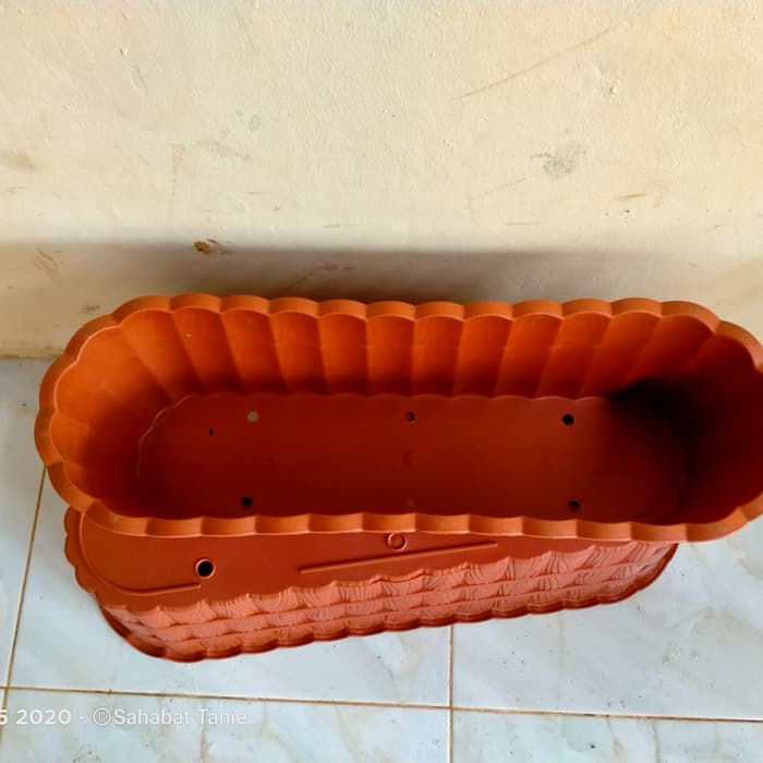 TERMURAH cod Pot Panjang Kayu 70Coklat - Orange pot tanaman