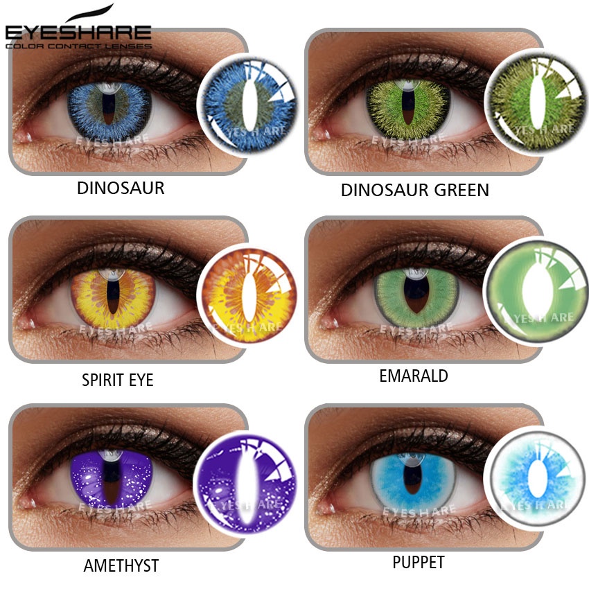 Softlens-Mata Kucing Emas 2pcs Seni Gothic Gila Lensa Kontak Cosplay anime Lensa Acara Pesta Halloween Kontak -Karakter manga soflens shizuku anime naruto hatake kakashi kartun soflens