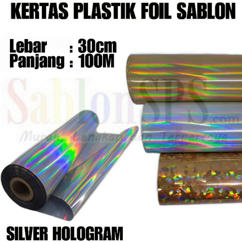 KERTAS PLASTIK FOIL SABLON SILVER HOLOGRAM