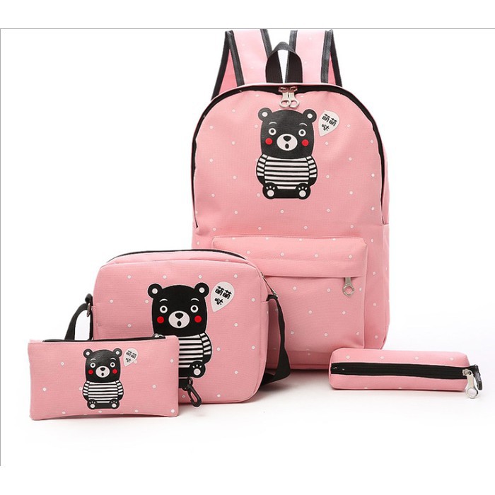 Tas Wanita Kasual Motif Beruang 4 Potong Tas Anak Beruang