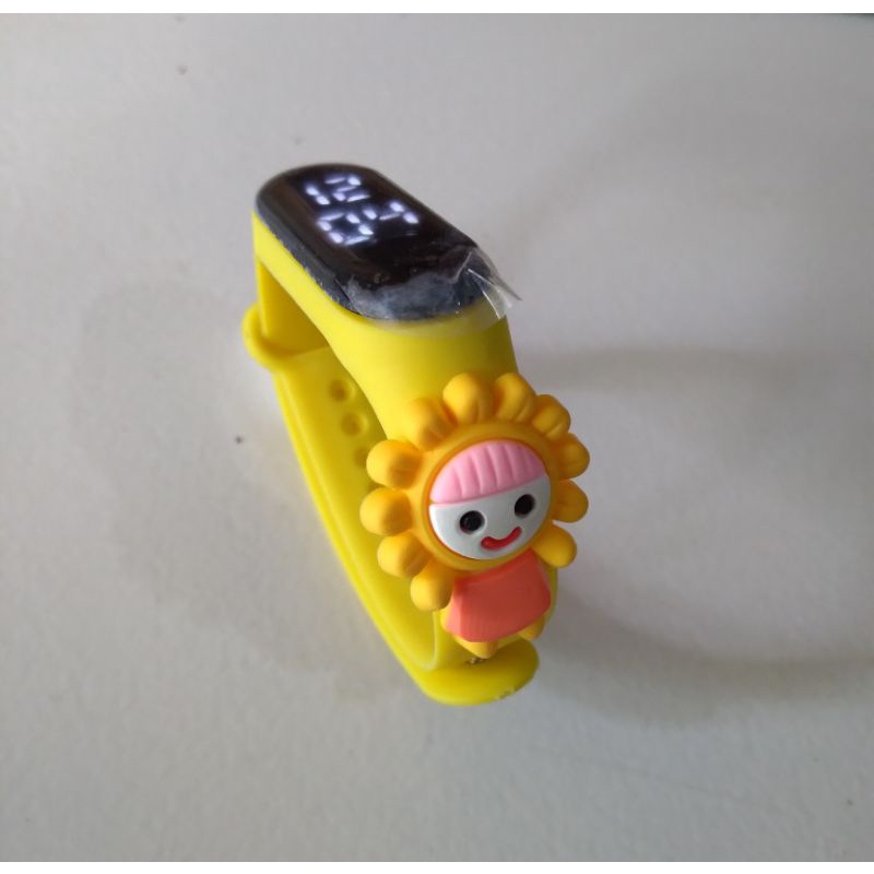 Jam tangan anak Elektronik LED display Tahan Air karakter motif kartun lucu  bahan rubber-Sun Pop