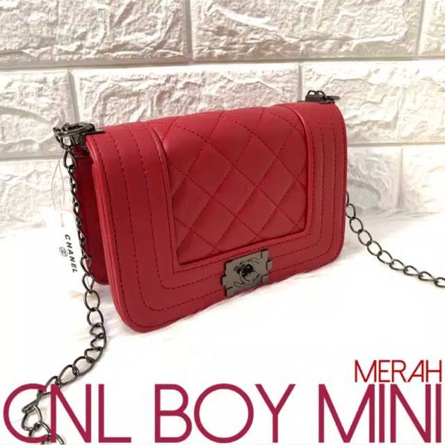 TAS CNL BOY MINI GOOD QUALITY TERMURAH chanel sling mini bag tenteng hand bag pesta party wedding