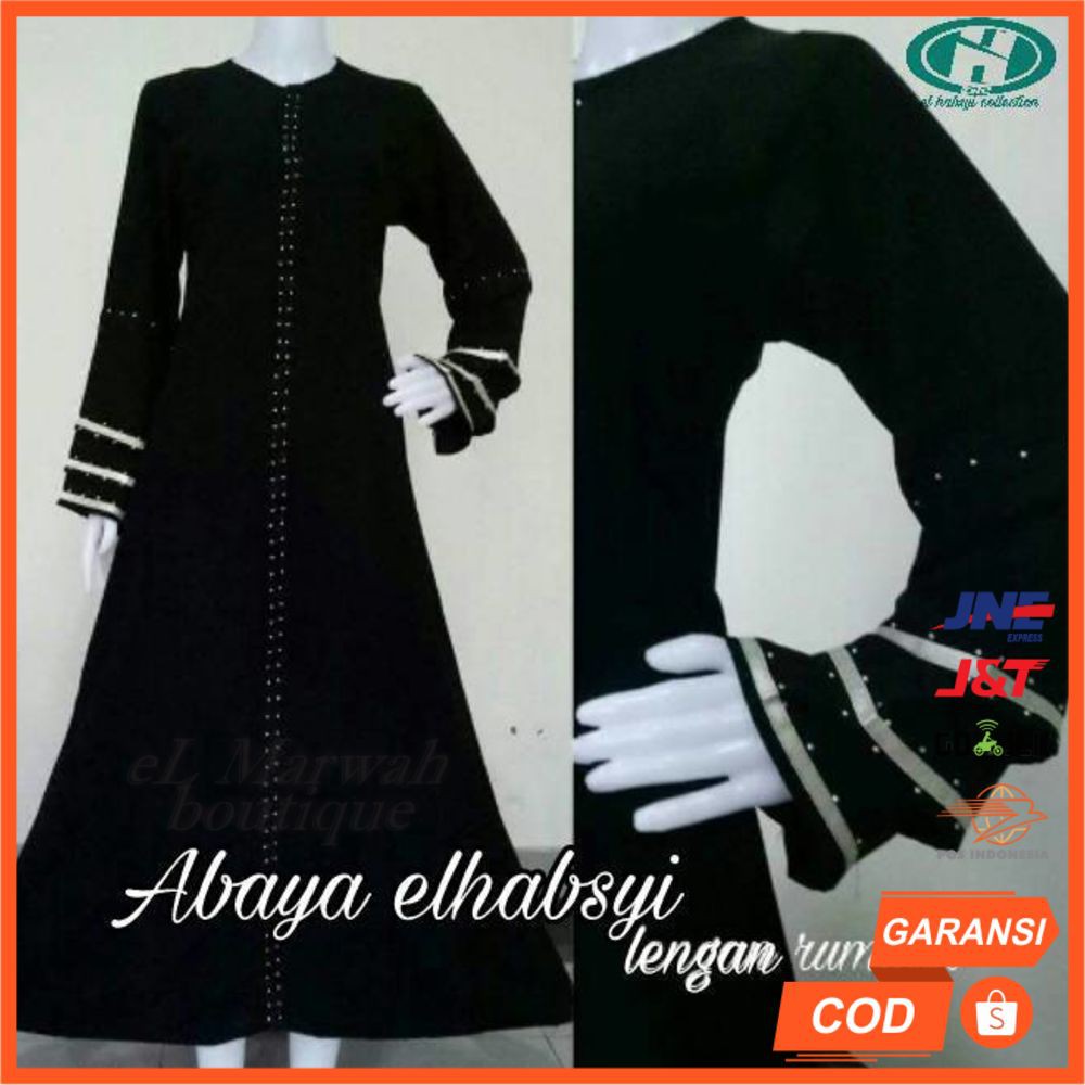 Gamis Turki Bordir Zephy GAMIS HITAM eLMarwah AA08 baju haji