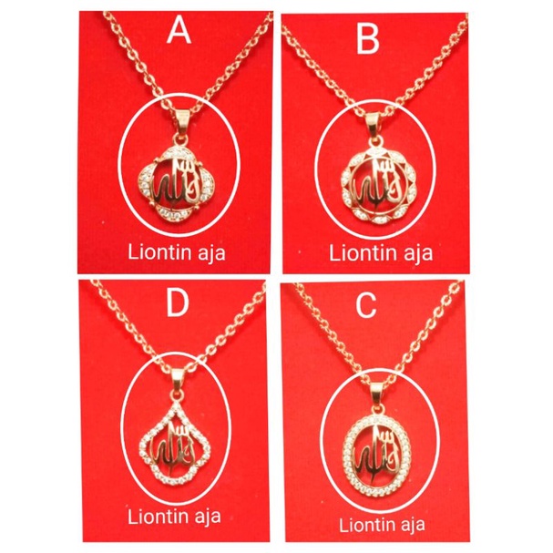 NB28. Liontin xuping Kalung wanita lapis emas dgn mata zircon model lafadz Allah