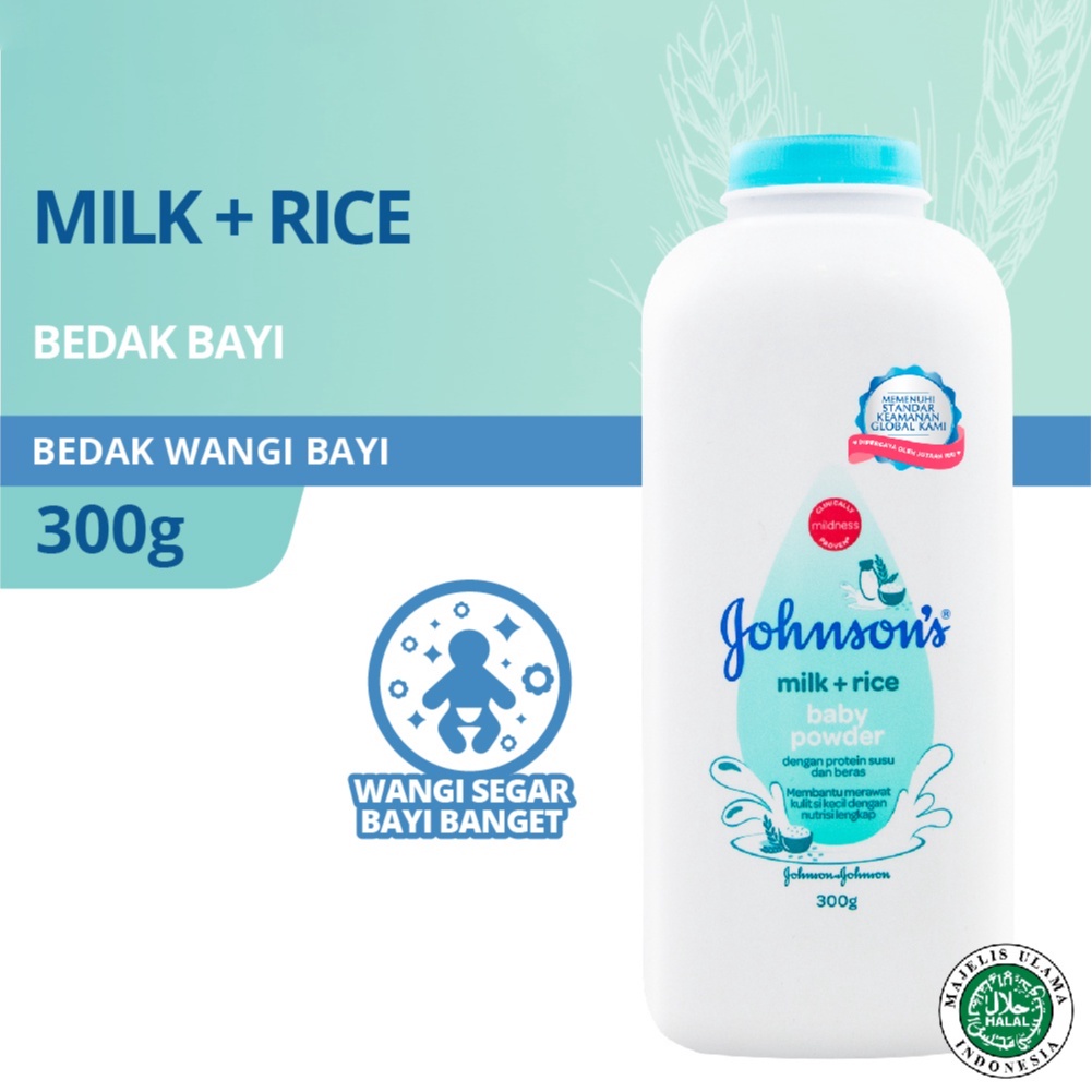 JOHNSON'S Milk + Rice Baby Powder - Bedak Bayi 300gr