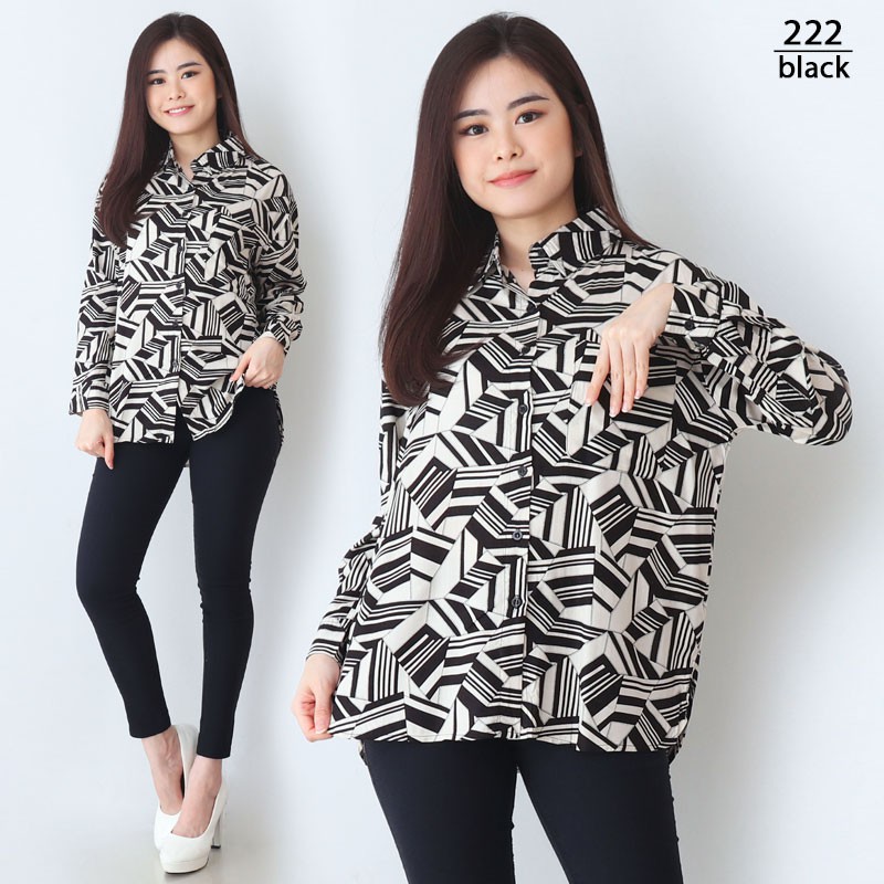 ARENA - Kemeja Wanita Oversized Motif