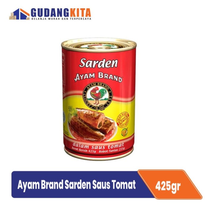 

5ds45ss Sarden Kaleng Saus Tomat Bulat Ayam Brand 425G - Sardines In Tomato Xa20X1