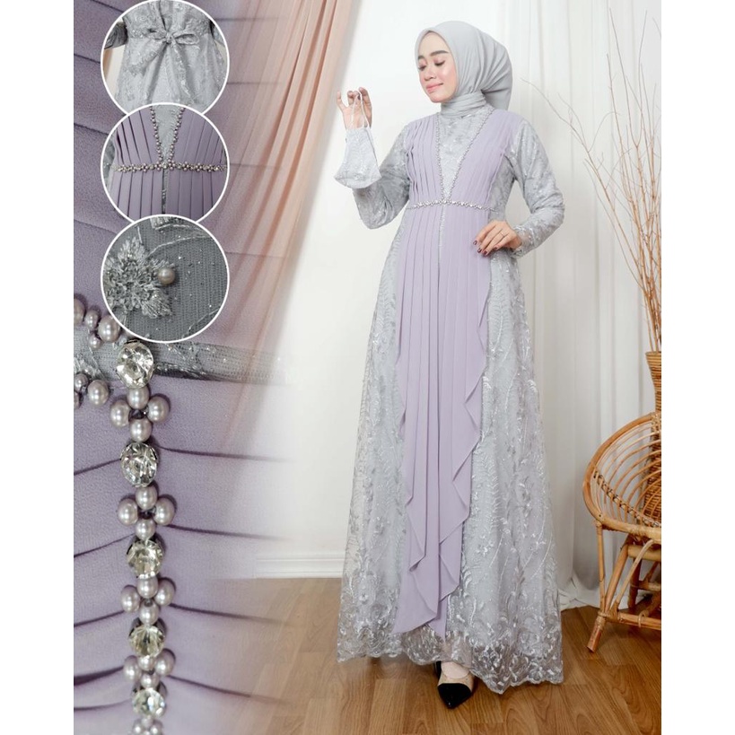 Gamis Princess  tille mutiara mix ceruty babydoll | Gamis | Gamis brukat jumbo Size M L XL XXL