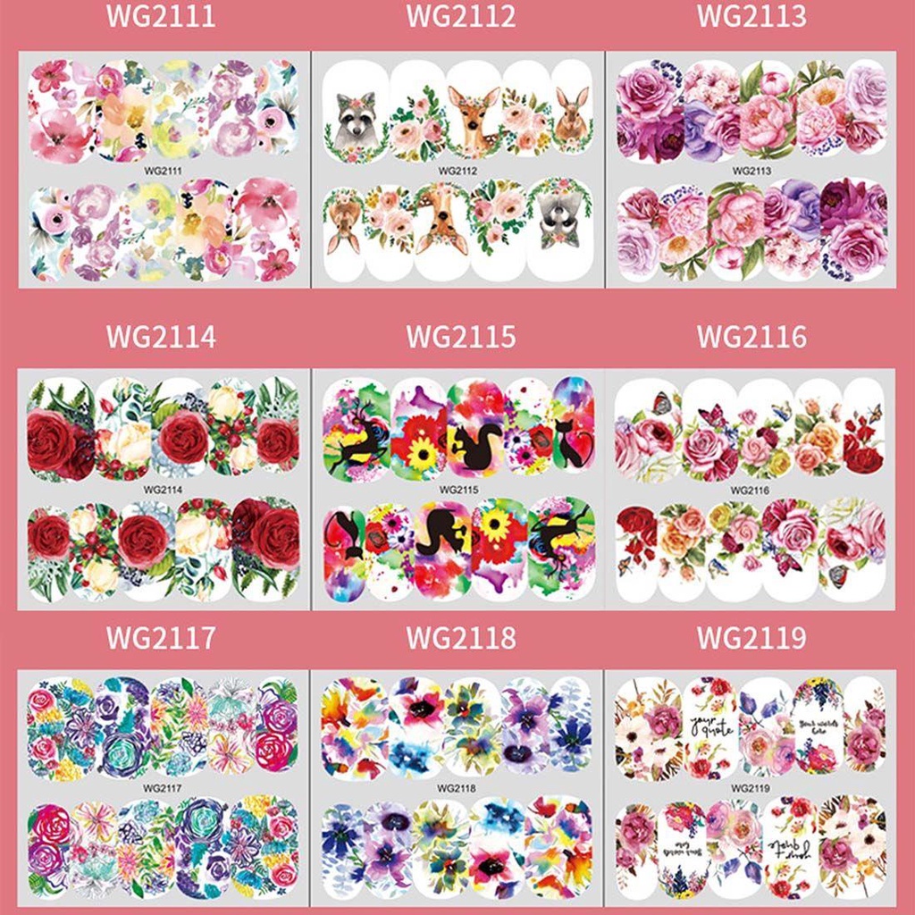 R-flower Flower Nail Stiker Air Musim Panas Kupu-Kupu Daun Sliders Leaves