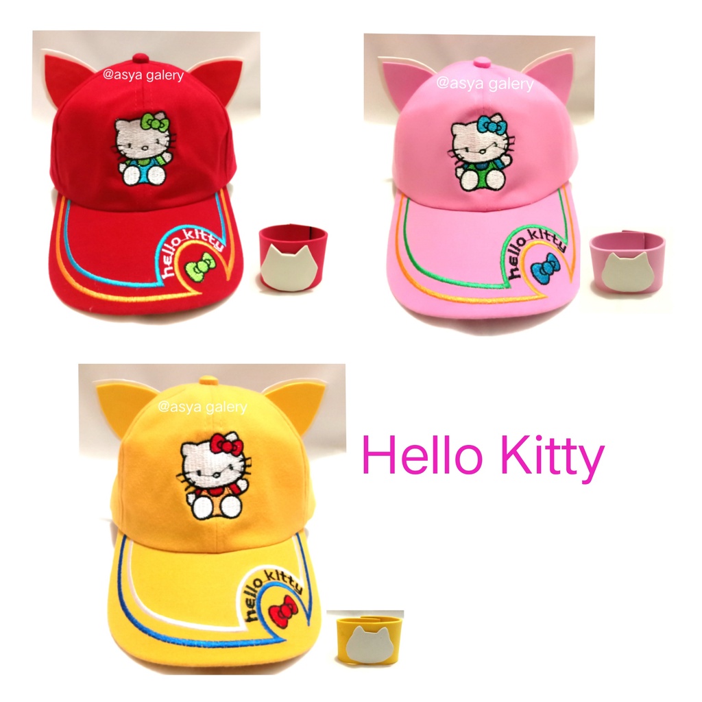 Topi Anak Karakter Hello Kitty Bordir/ Topi Hello Kitty