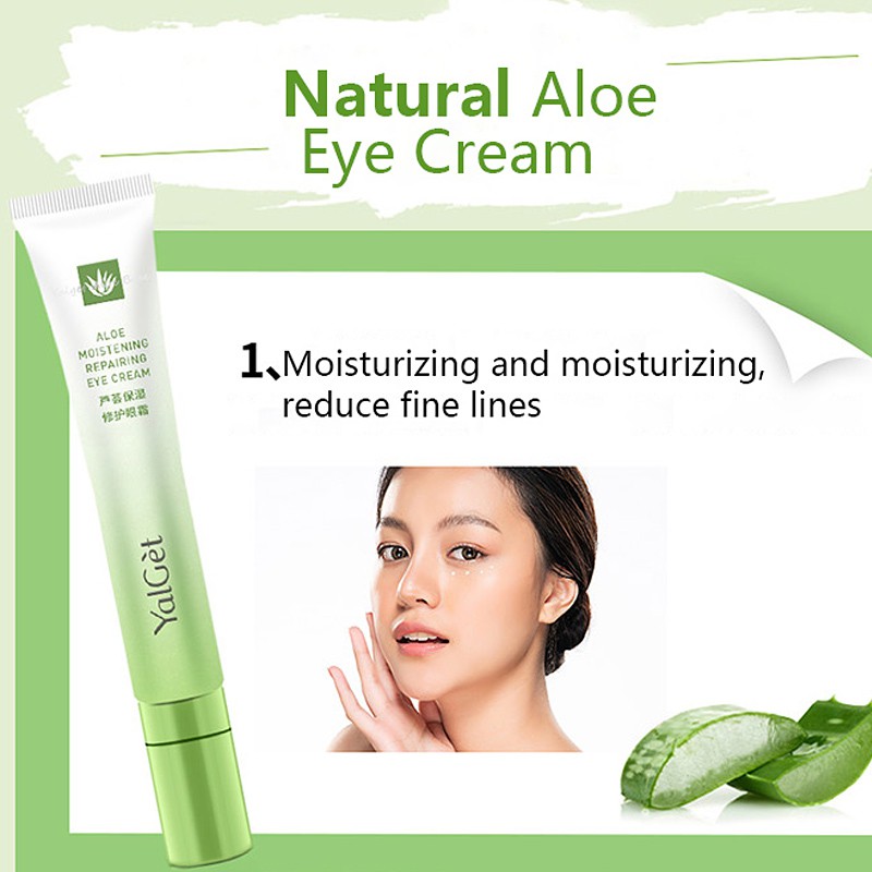 YALGET Aloe Vera Moisturizing Eye Cream Reduce Eye Bags Dark Circles Fine Lines Eye Care 20g