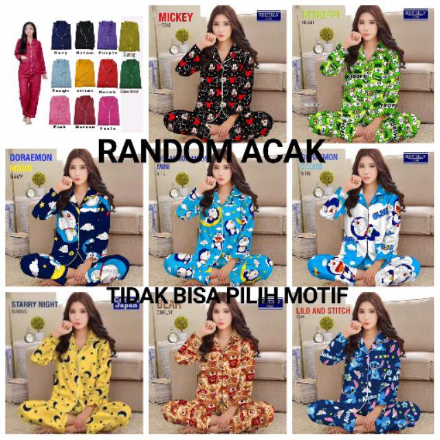 LFF - Piyama PP Dewasa Baju Tidur motif Kartun Fit to XL-Motif Random/ACAK