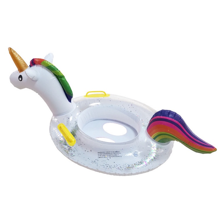 BAN PELAMPUNG KOLAM RENANG PVC ANAK UNICORN BLING GLITER GLITTER DENGAN PEGANGAN TANGAN